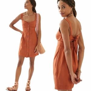Maeve Anthropologie Linen Twist-Front Mini Dress (108)